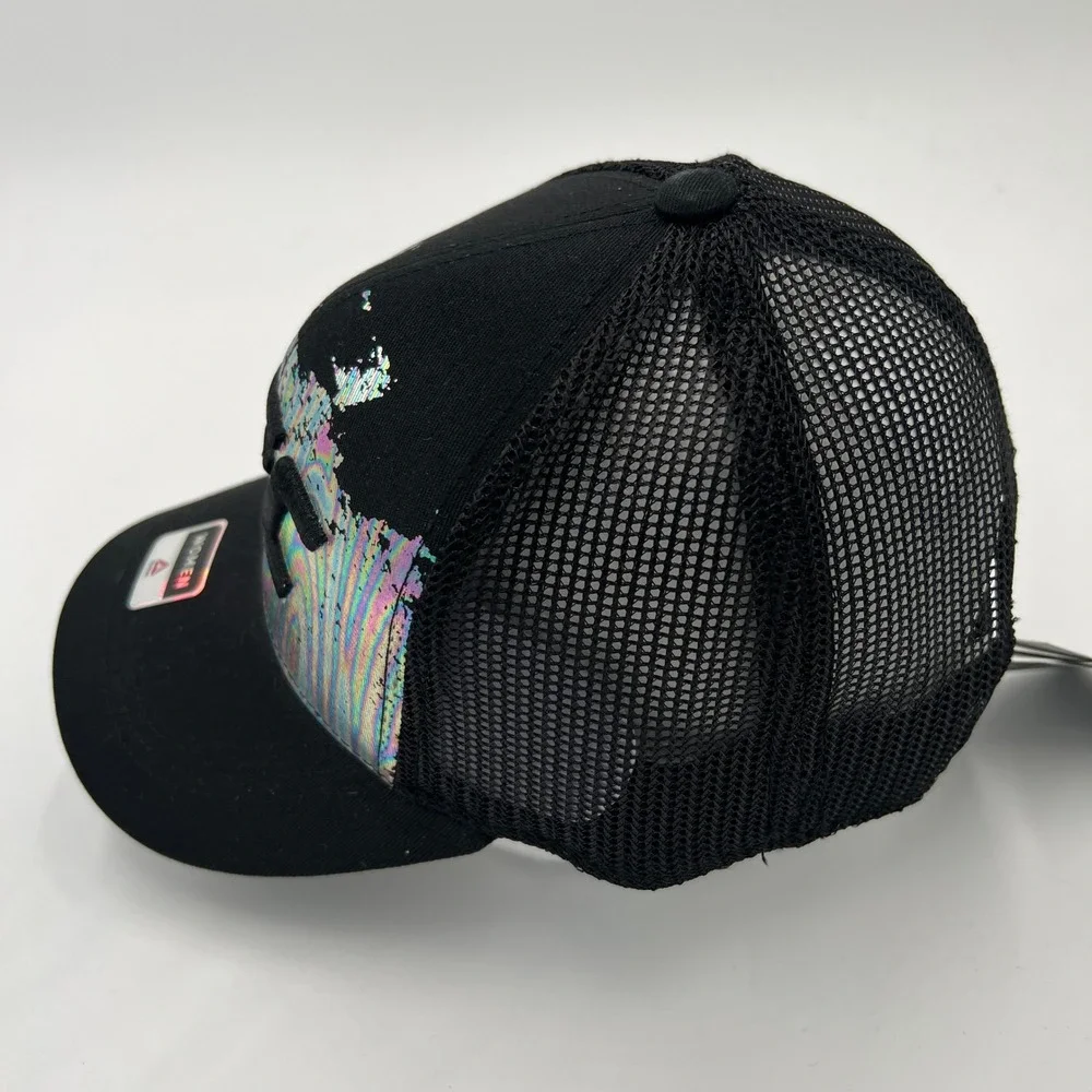 Reebok UFC Womens Trucker Hat Black Iridescent Holographic Snapback Cap NEW - Picture 2 of 7